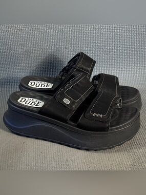Hey Dude Women’s Delray Slide Classic Sandals Black Platform Size 10